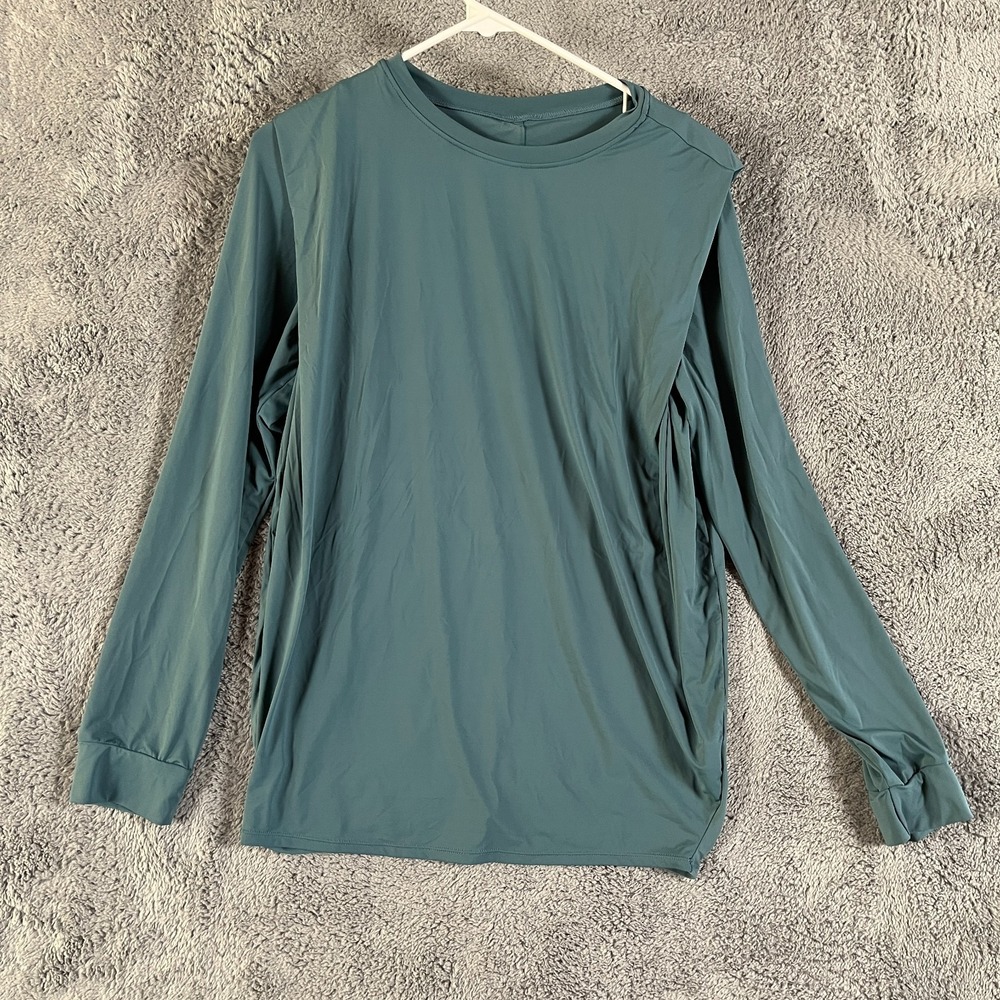 Halara Athletic Top Womens Medium Teal Long Sleeve Crew Neck Stretch Activewear